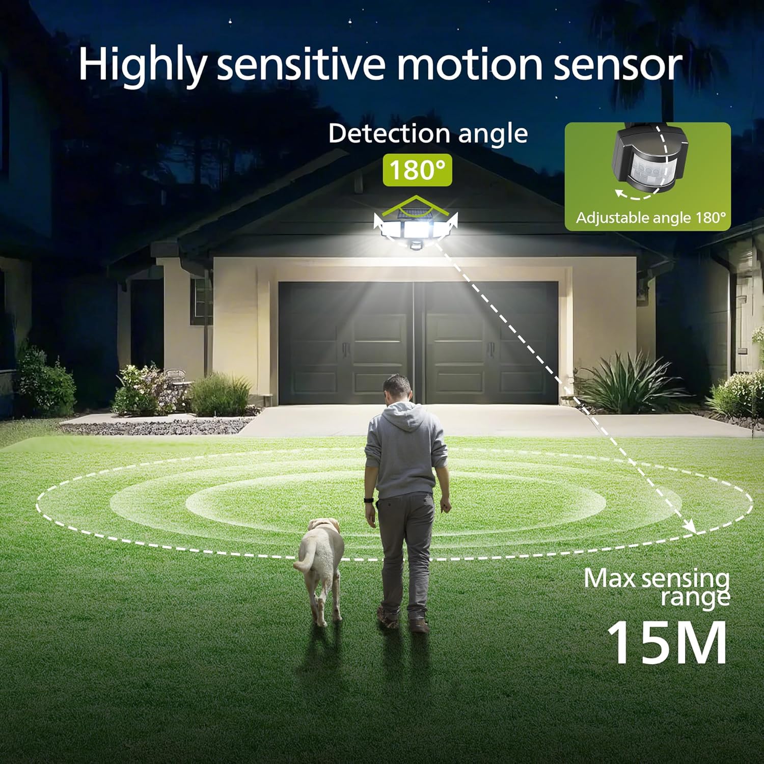 Detalle de Philips Solar Security Light Outdoor 302-LED Solar Wall Floodlight with PIR (3 heads, IP65)