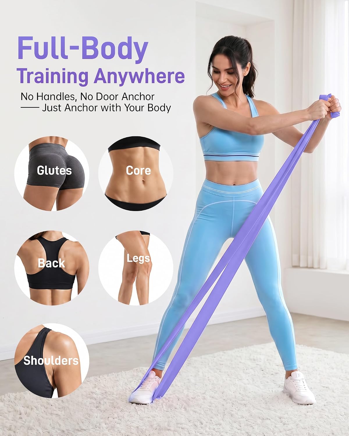 Detalle de Renoj RB5 Pilates Resistance Bands, 5 Levels, Latex-Free TPE, 5-Pack