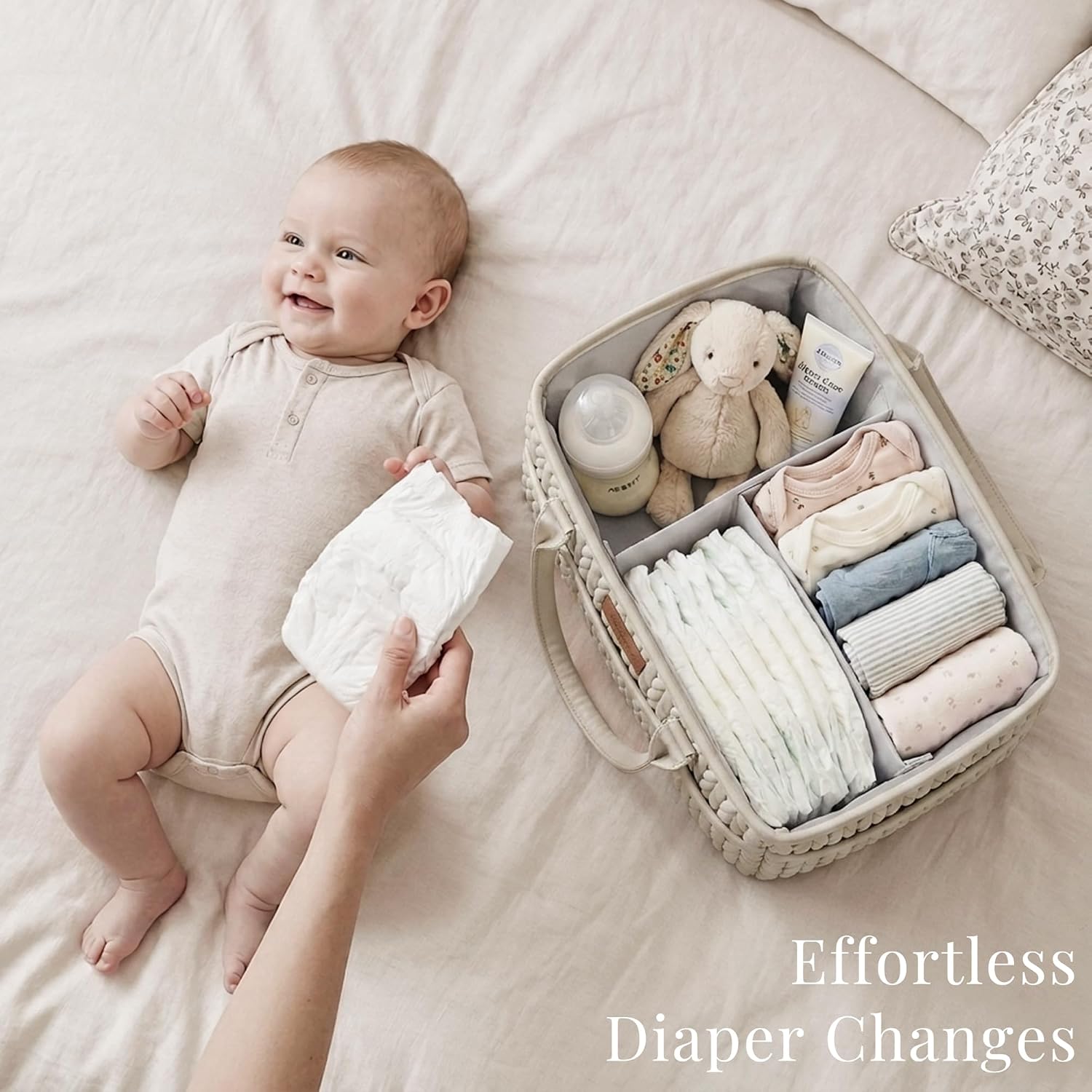 Detalle 2 de Konssy KYMHMMB63 Baby Diaper Caddy, Braided Gray, Water-Repellent