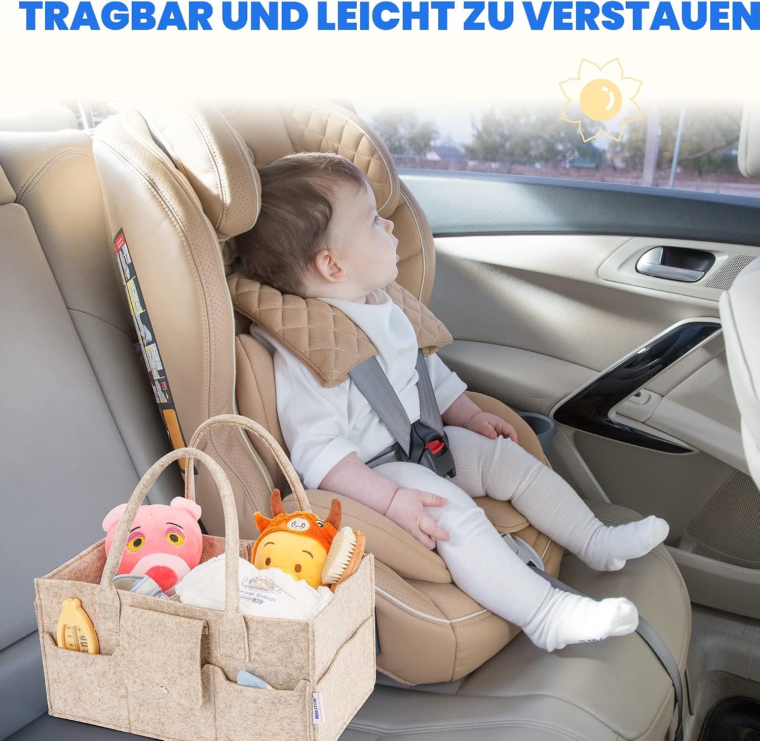 Thumbnail 6 de Maliton Baby-Windel-Organizer Khaki – multifunktionaler Windelhalter und Aufbewahrungskorb