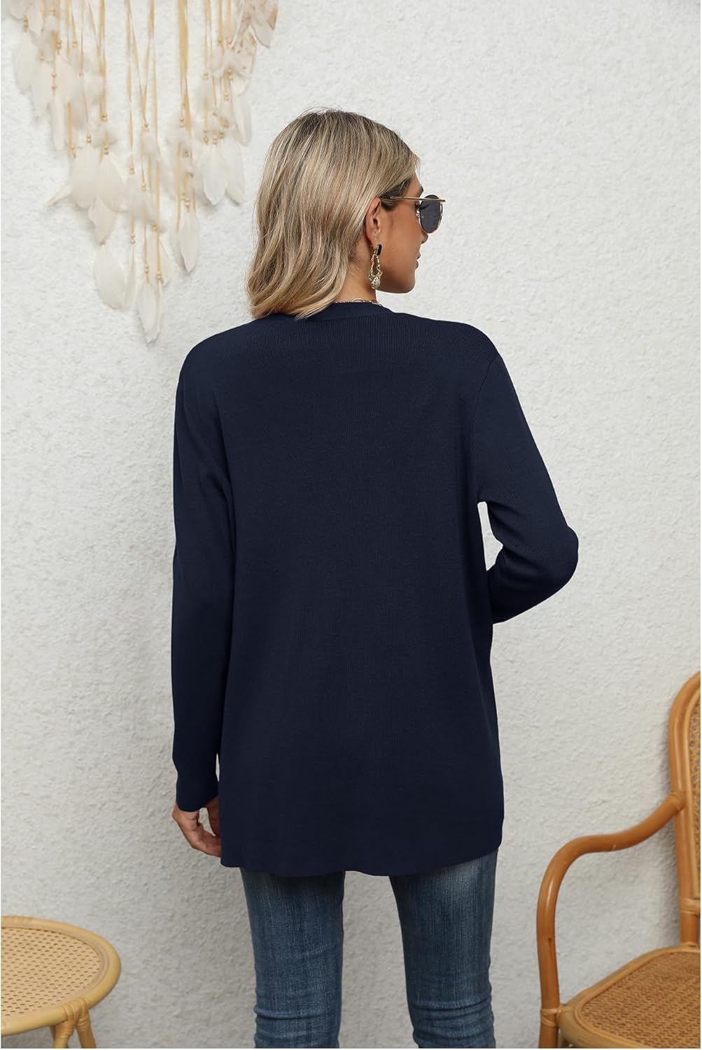 Detalle de Yommay Cardigan for Women – Loose Casual Open Front Knit with Pockets
