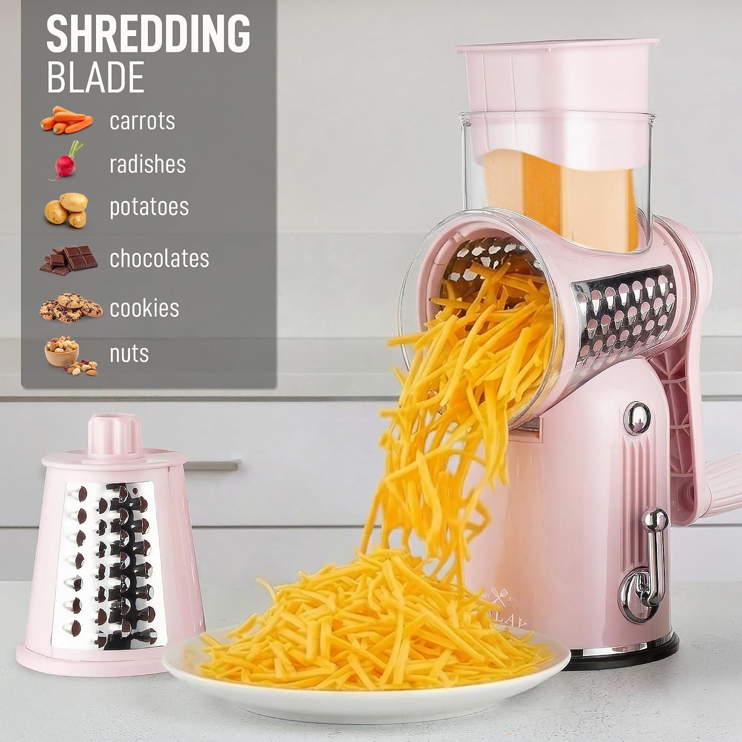 Detalle de Zulay Rotary Cheese Grater, 5-Blade