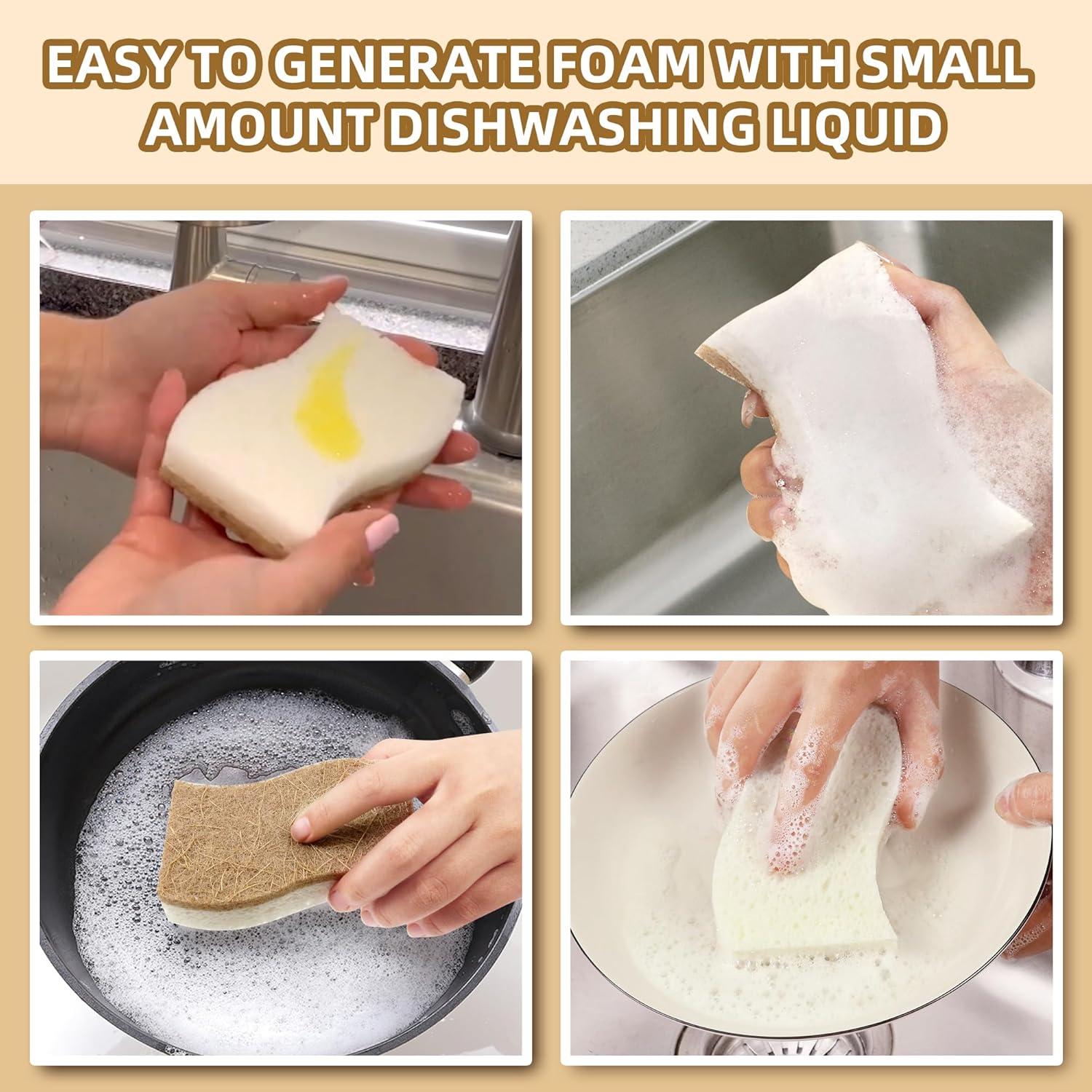 Thumbnail 1 de Natural Kitchen Sponges, Biodegradable & Compostable (12-Pack)