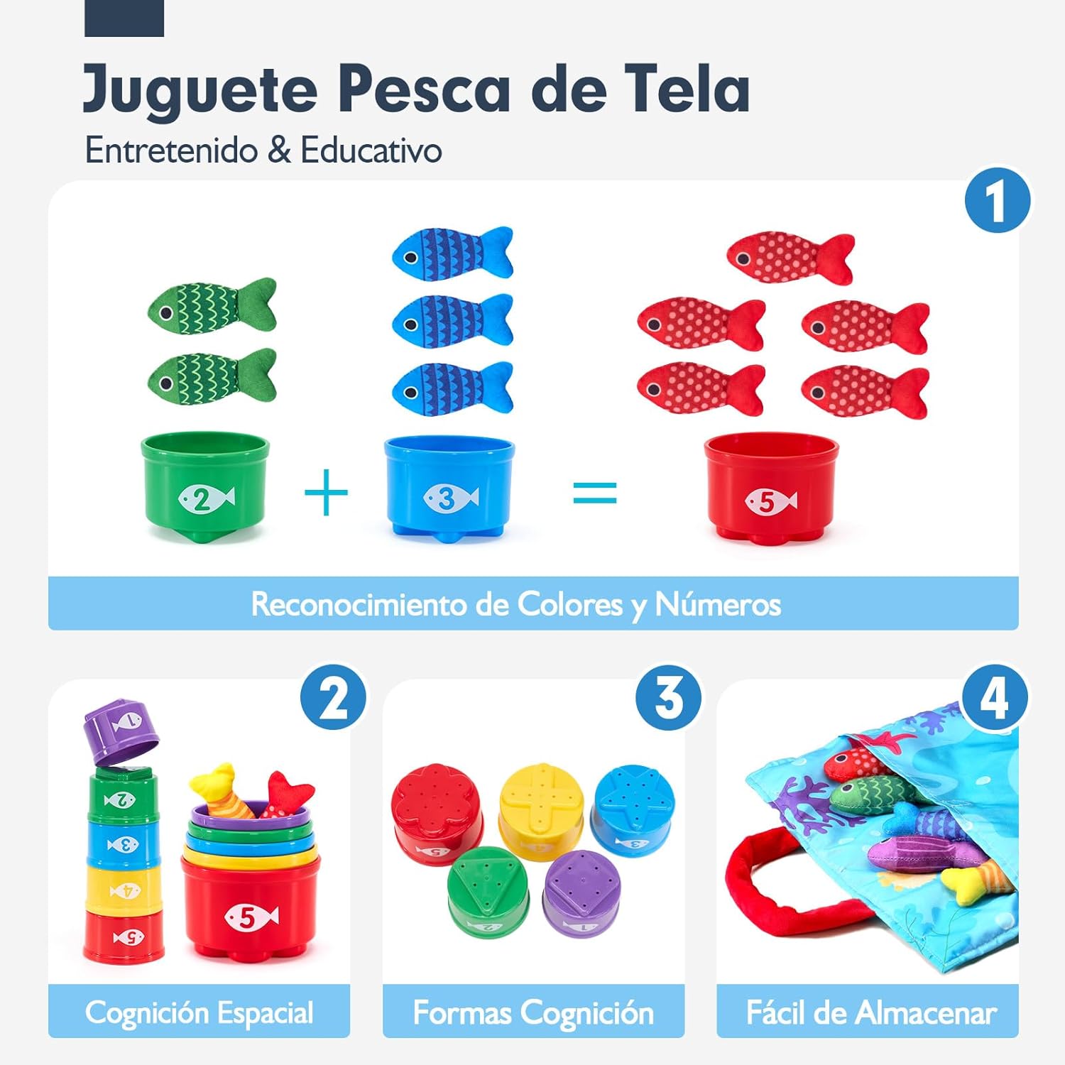 Thumbnail 2 de hahaland Juguete pesca Montessori 22 piezas