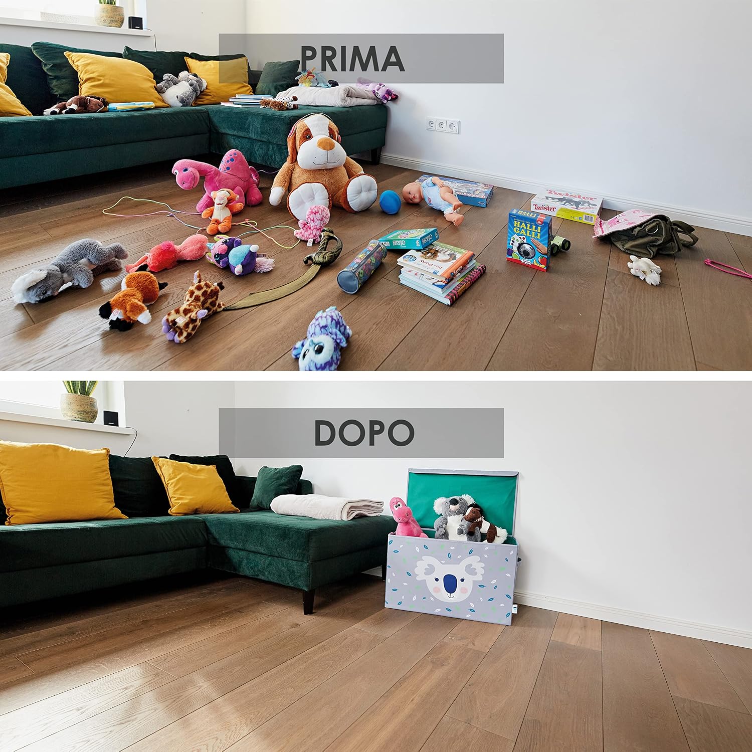 Detalle 1 de LOVE IT STORE IT skrzynia do przechowywania 92 l, MDF, szara z koalą