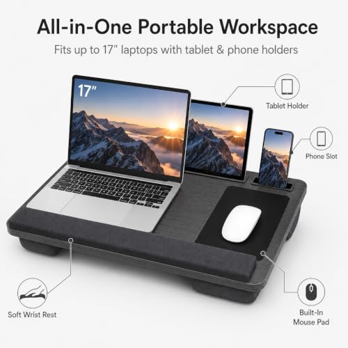 Detalle de SANON Laptop Tray: Non-Slip, Heat Shield 17-Inch Ready Portable Writing & Gaming Desk