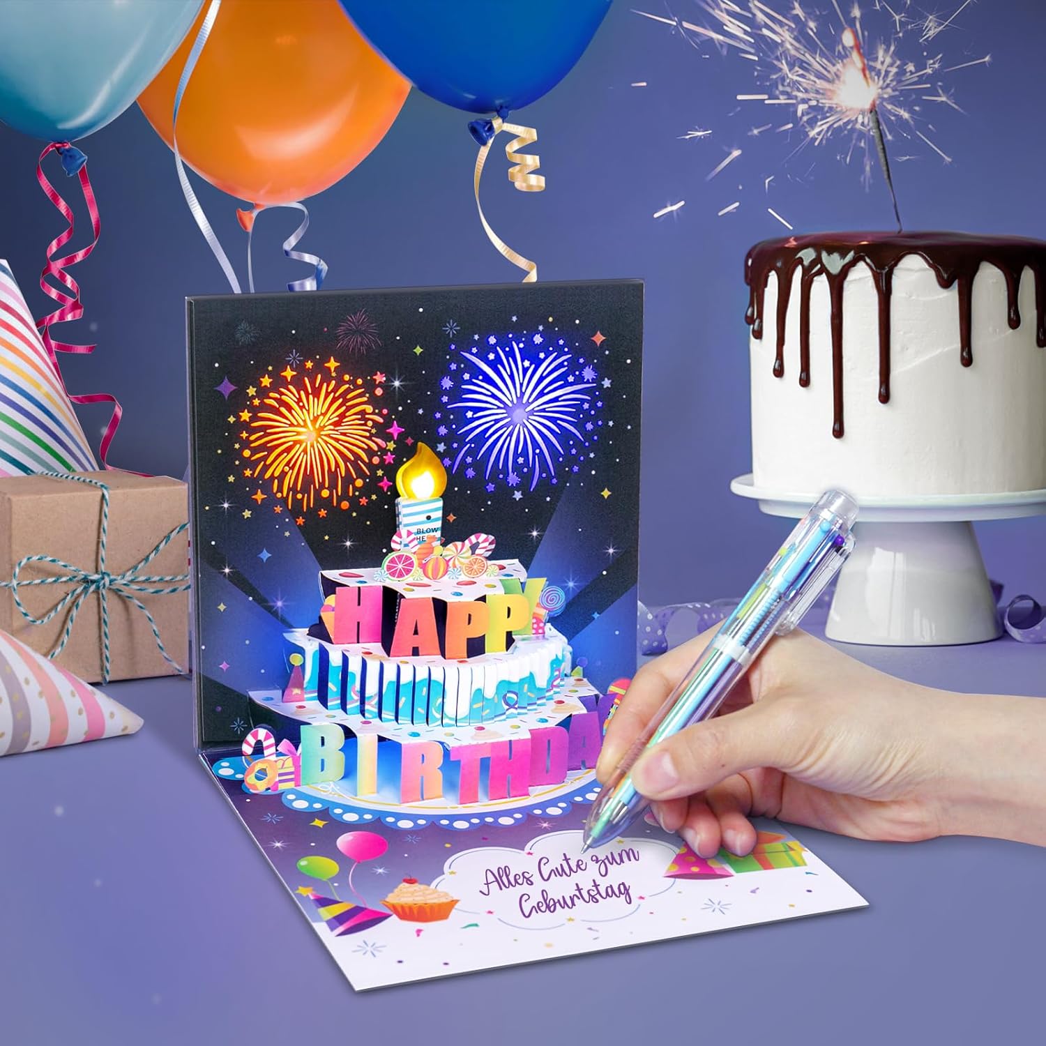 Thumbnail 6 de FITMITE Geburtstagskarte mit Musik – 3D Pop-Up Karte mit leuchtender Blowable LED-Kerze