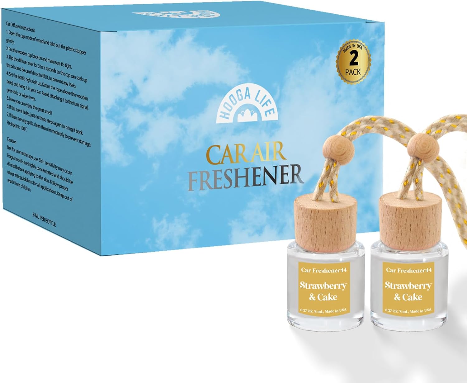 Thumbnail 5 de HoogaLife Car Air Freshener Diffuser 2 Pack – Strawberry Pound Cake