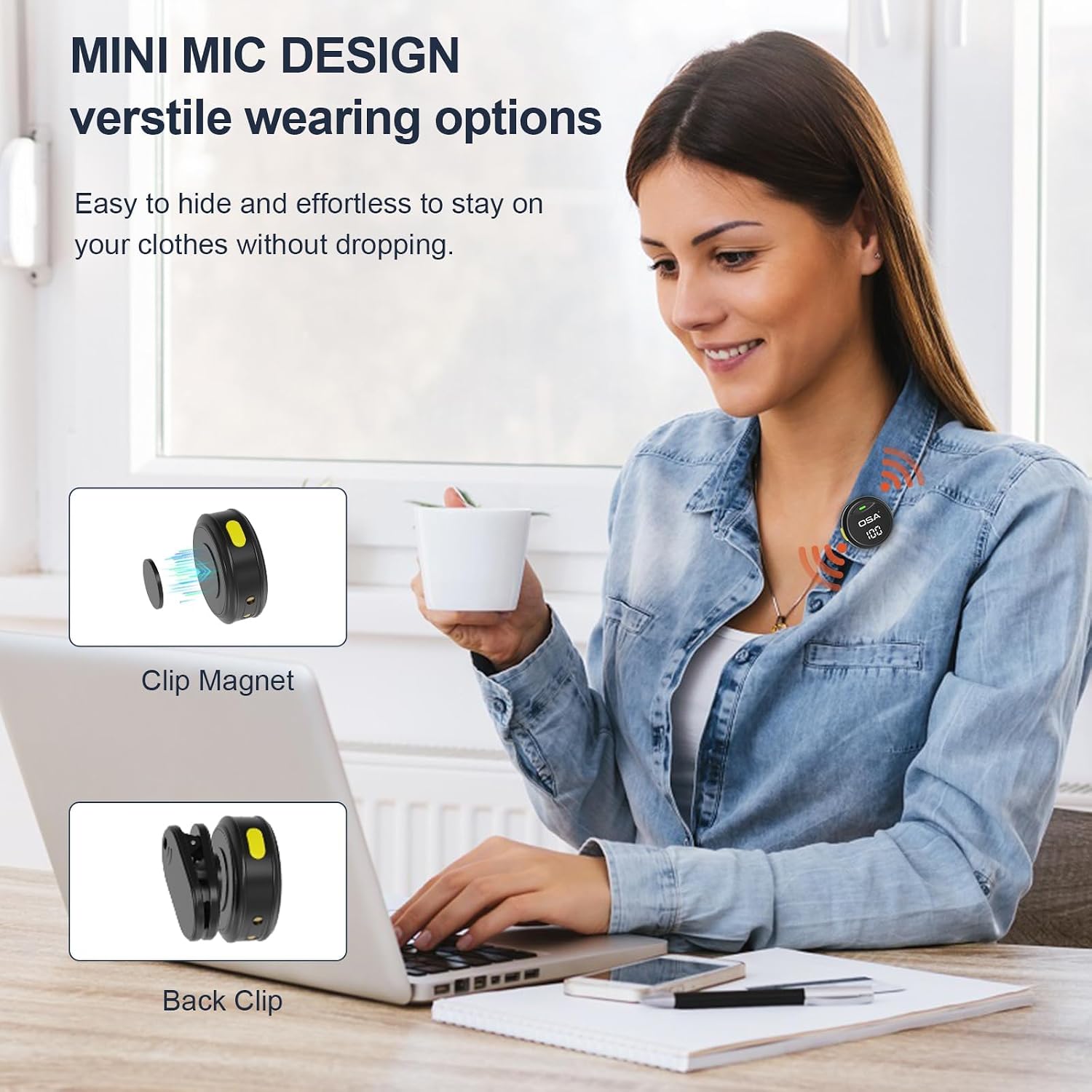 Detalle de OSA Lavalier-Mikrofon für iPhone & Android-Kamera (USB-C/Typ-C) – kabelloses Ansteckmikrofon für Vlog, TikTok