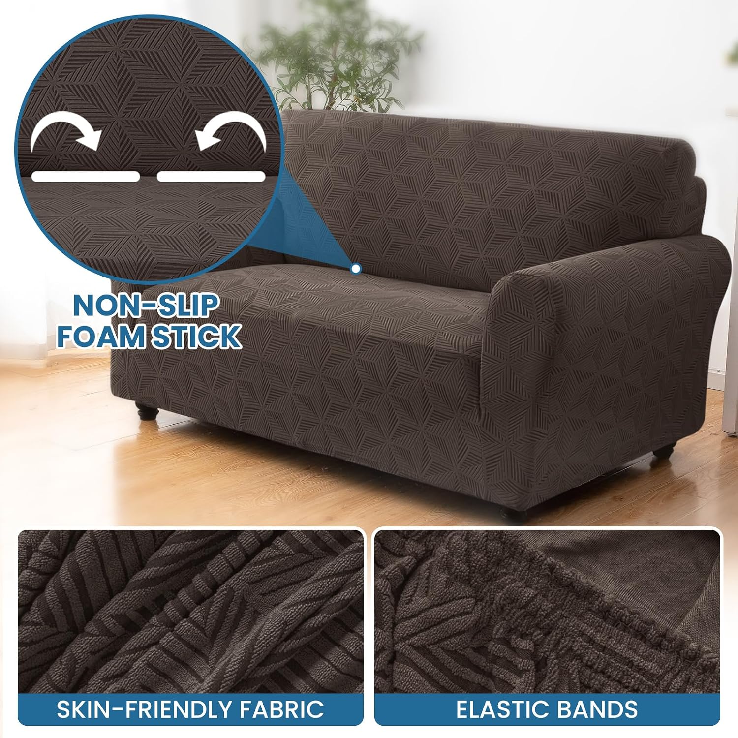 Detalle de Ystyle Housse Canapé 1 Place – Housse Extensible Antidérapante avec Accoudoirs, Lavable et Universelle