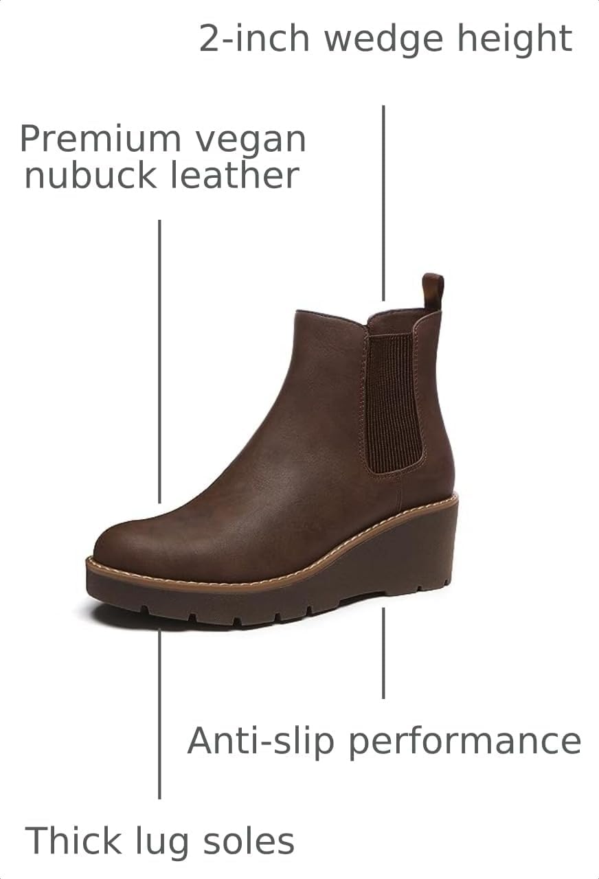 Detalle de Athlefit Women's Chelsea Wedge Boots 2" platform