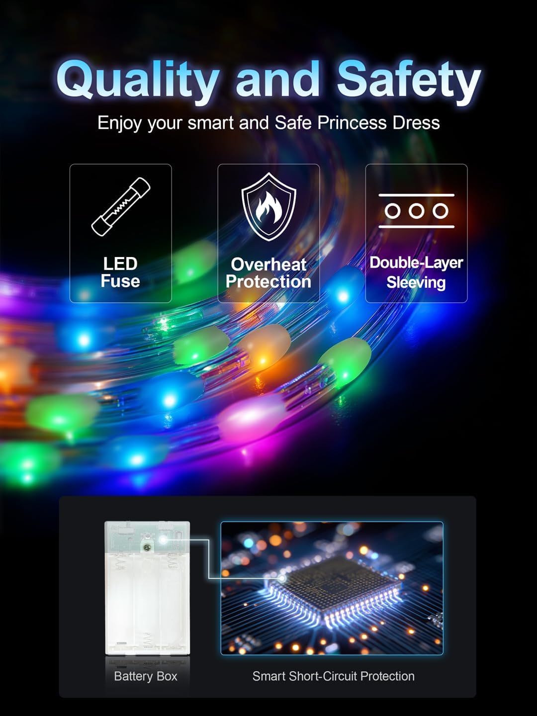 Detalle de BLINGCOS Kostüm Mädchen – Musik-Sync Prinzessin Kleid inkl. 6 Zubehörteilen