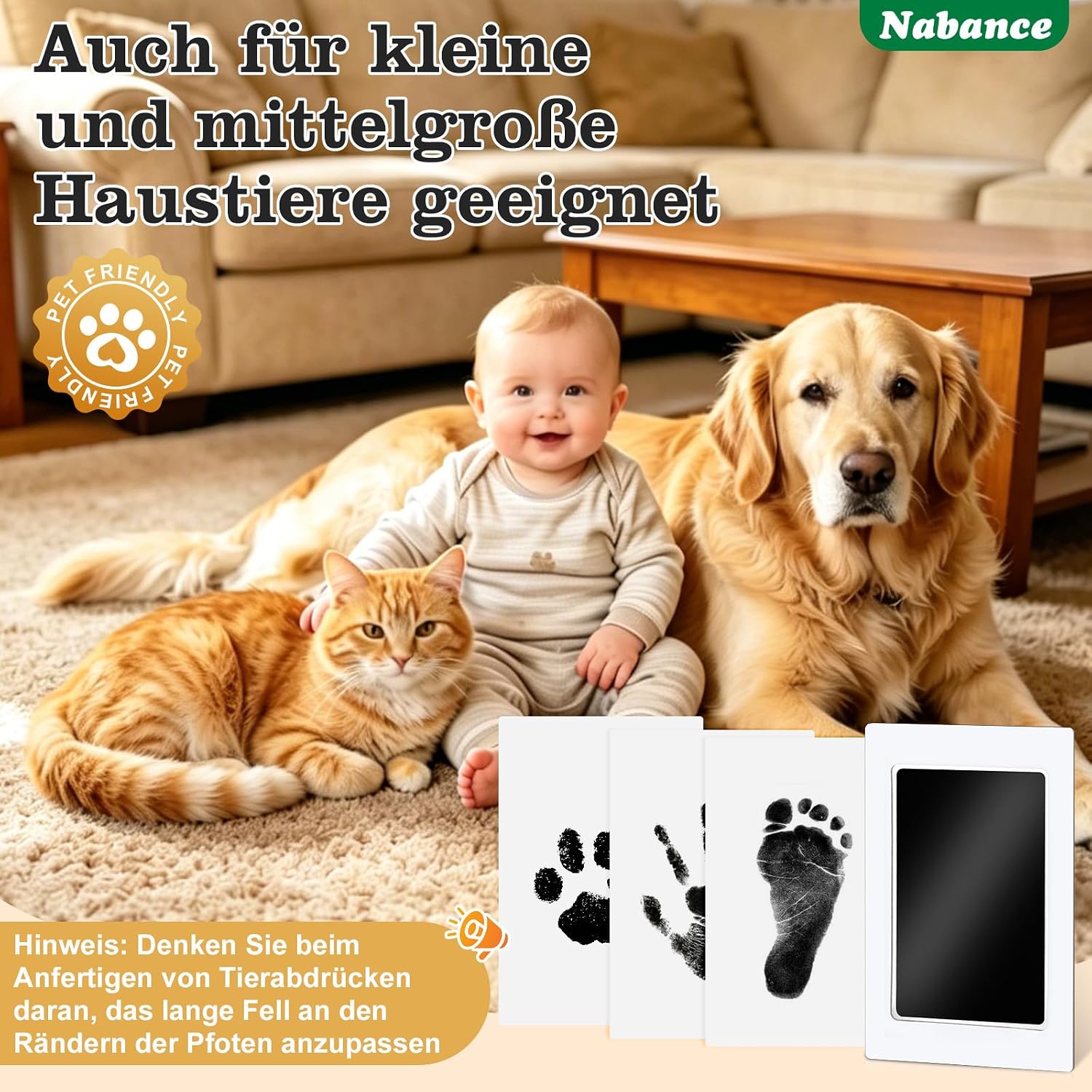Thumbnail 6 de Nabance Baby-Fußabdruck-Set mit 6 Stempelkissen & 12 Abdruckkarten (0–6 Monate) – Hand- und Pfotenabdruck
