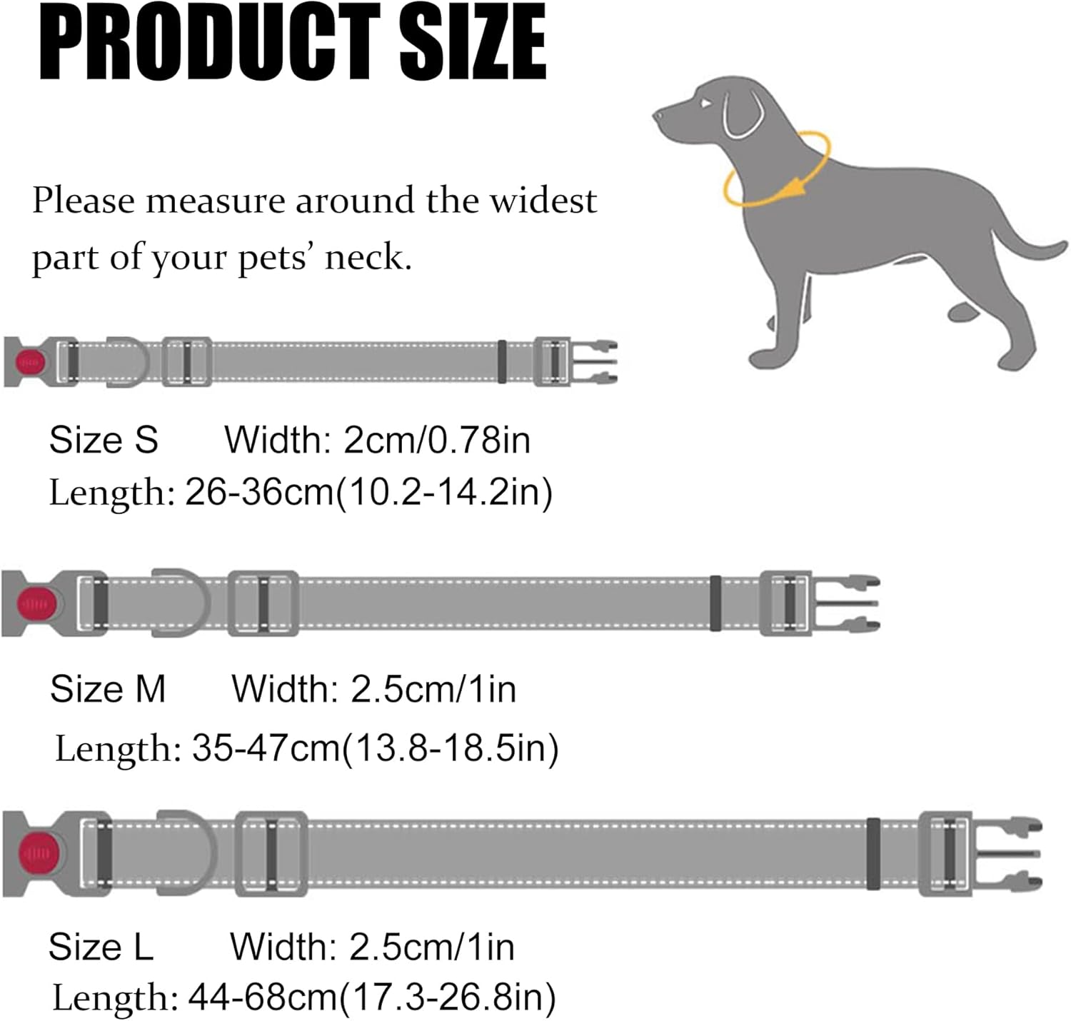 Detalle 2 de Reflective Padded Neoprene Dog Collar with Quick Release Buckle (Orange, L)