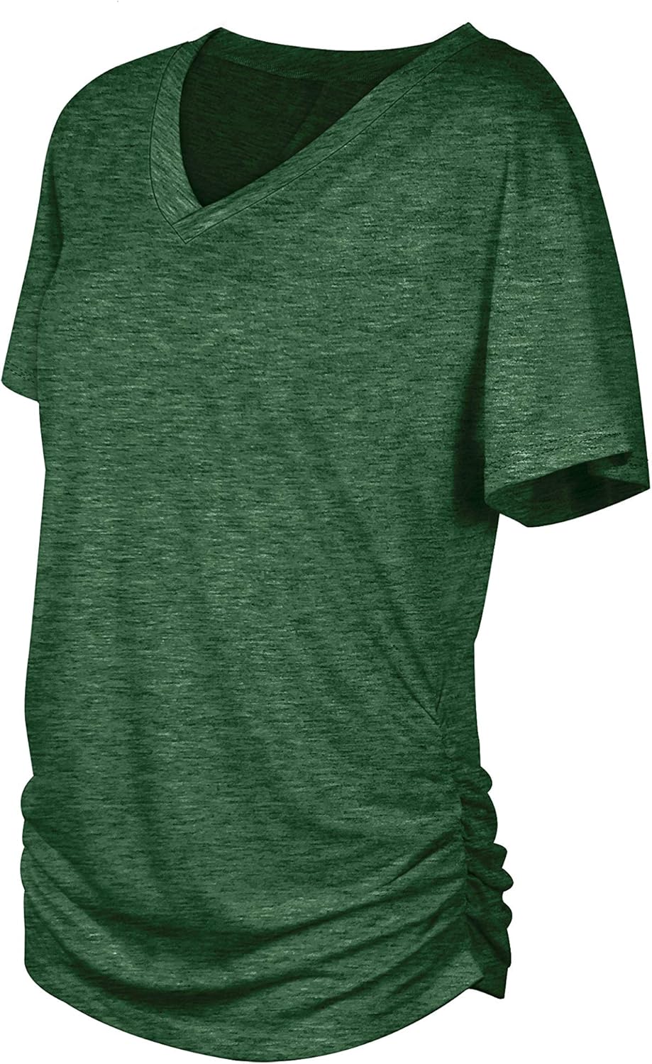 Thumbnail 4 de WIHOLL Women’s V-Neck Dolman Tees with Side Shirring (Short Sleeve, Loose Fit)