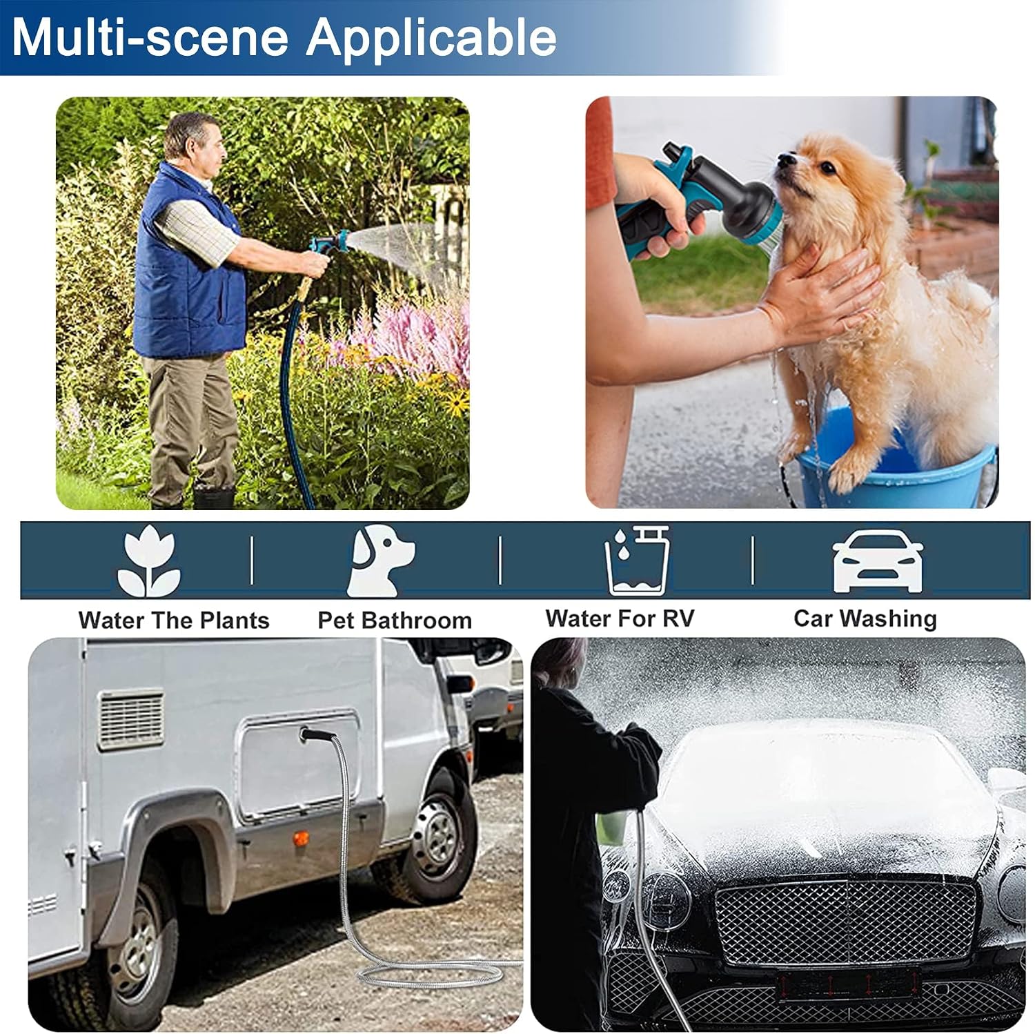 Thumbnail 6 de Garden Hose 100FT Retractable Hose with 3/4" Fitting and 16mm Universal Adapter