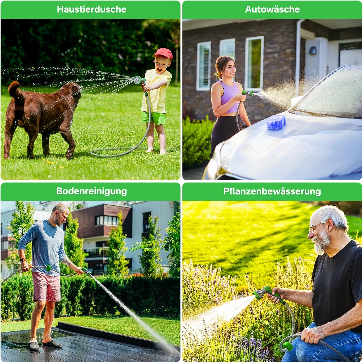 Thumbnail 6 de Schlauchtrommel Gartenschlauch RollUp mit 180° Schwenkbarem Halter, 20 m Schlauch, 10‑fache Düse und automatischem Rückzug