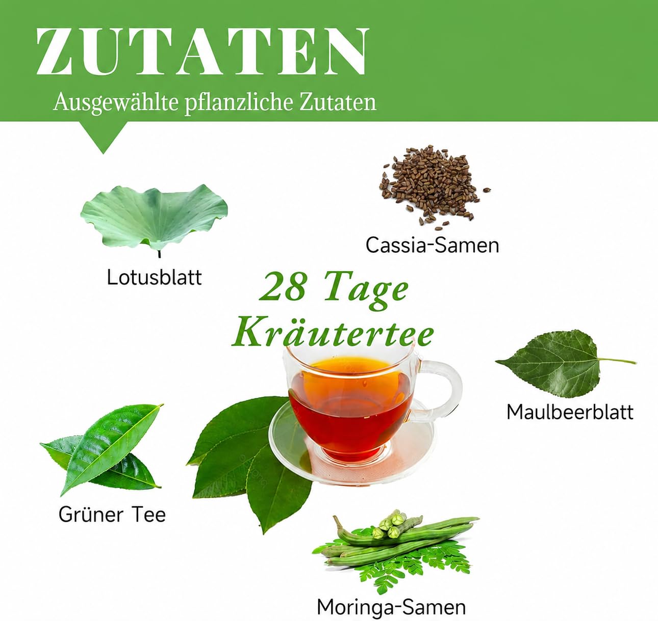 Detalle de Detox Tee zum Abnehmen – 56 Tage Abnehmentee mit Oolong, Grüntee, Löwenzahn, Rosen und fruchtigem Pfirsichgeschmack