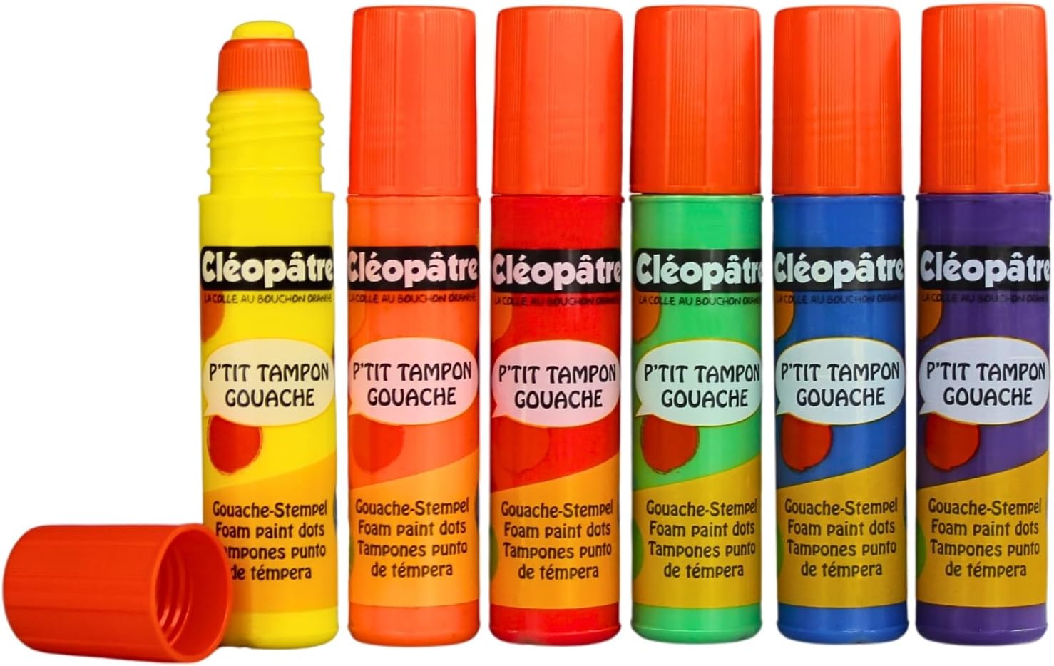 Thumbnail 4 de CLEOPATRE Lot de 6 P’tits Tampons de Peinture Gouache 50ml – 6 couleurs, mousse d’application et rechargeables