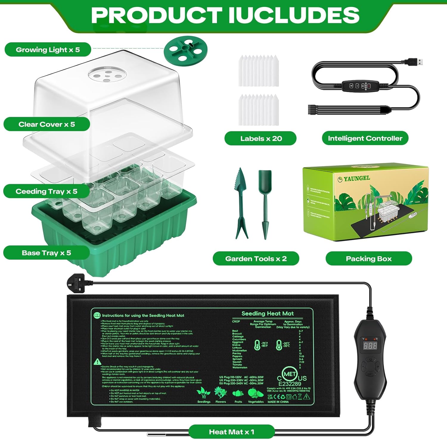 Thumbnail 6 de YAUNGEL Seed Trays with Grow Light