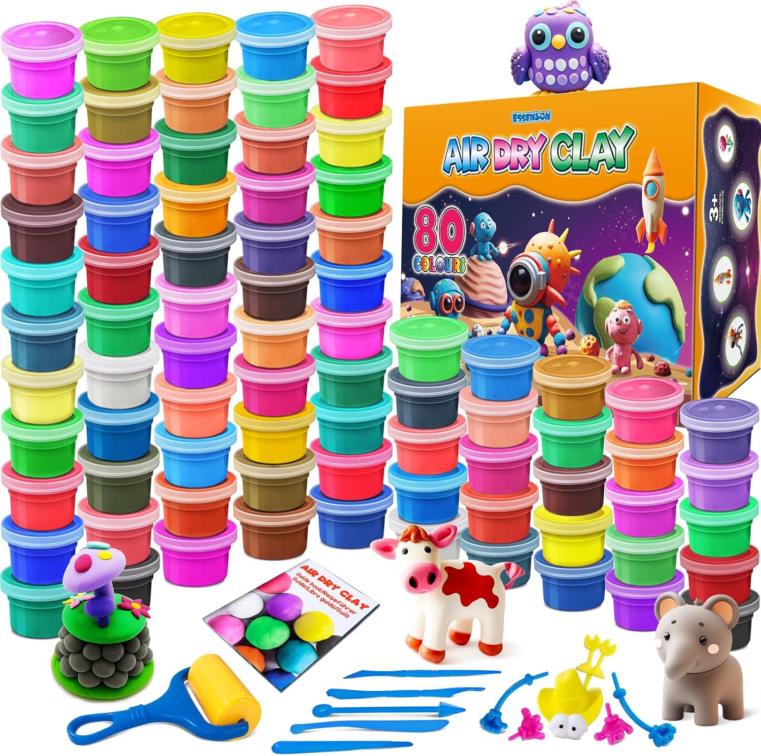 Detalle de essenson Modelling Clay Set: 80 Colours Air Drying Magic Clay for Kids (3–12)