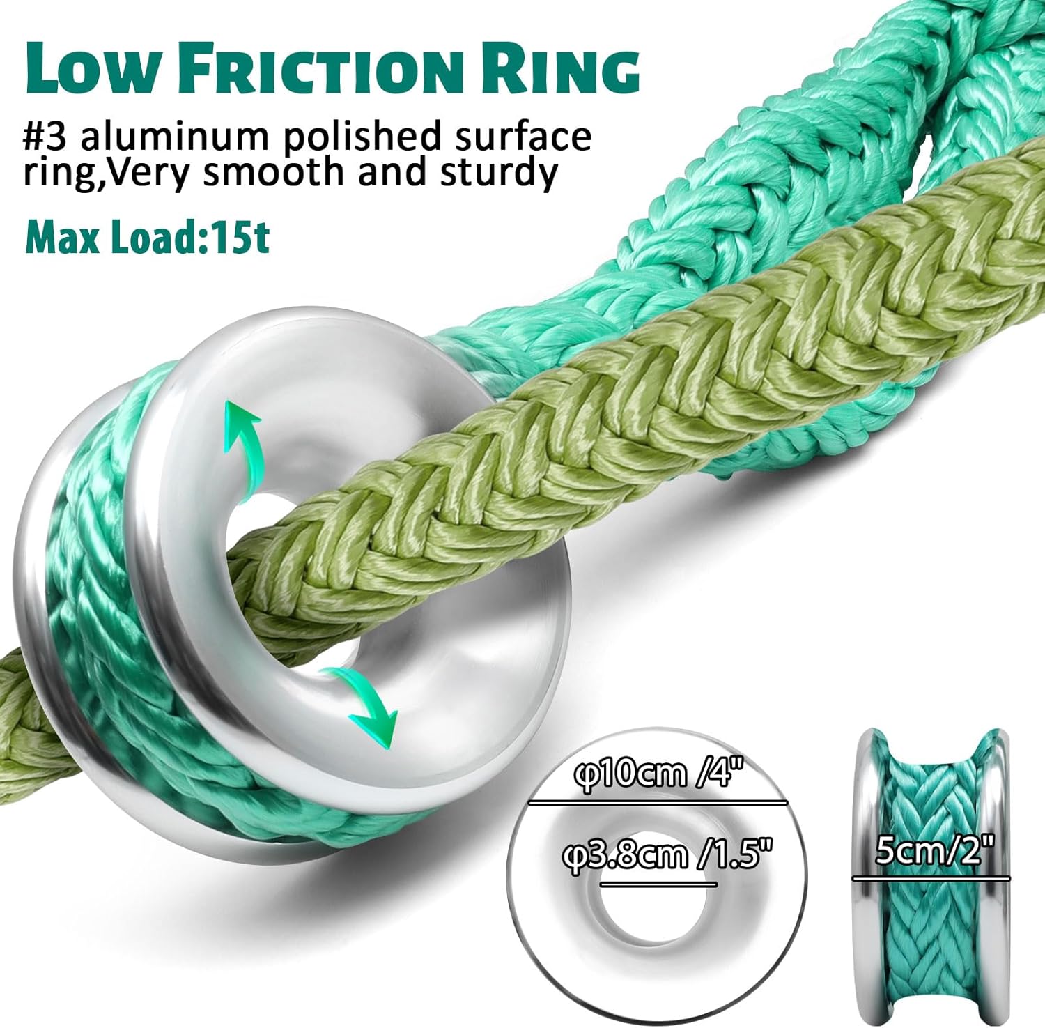 Thumbnail 2 de Rigging Ring Sling - 1.2" x 6’ Arborist Rope with Low Friction Ring (15t Max Load)