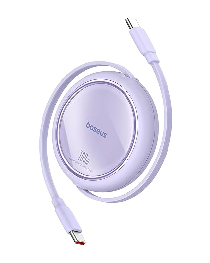 Detalle de Baseus Cable USB C 100W ⚡ Carga Rápida, Retráctil, para iPhone y Samsung