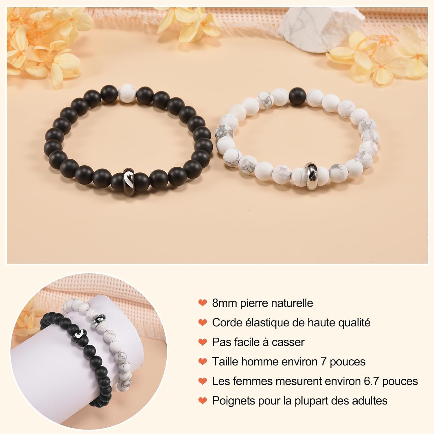 Thumbnail 6 de YELUWA Bracelet couple 8 mm