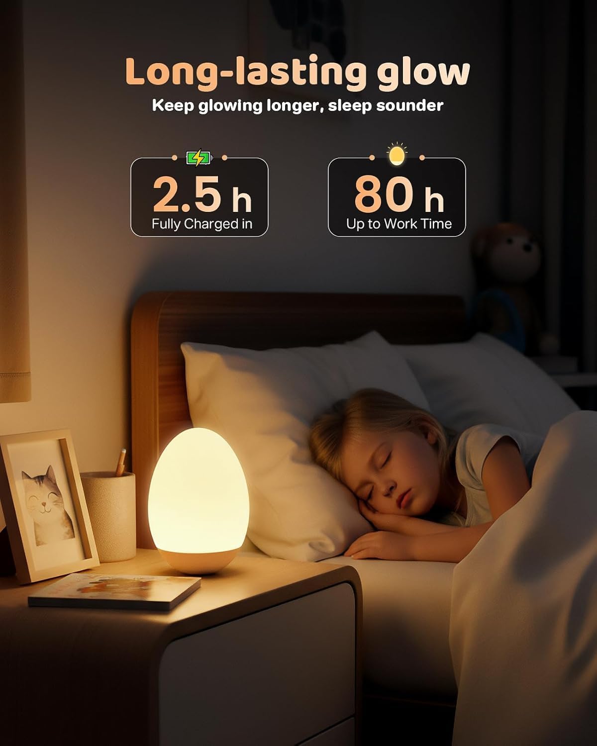 Thumbnail 1 de NICKLUC MY16-BNL-NEW Rechargeable Egg Night Light with Touch Dimming and RGB