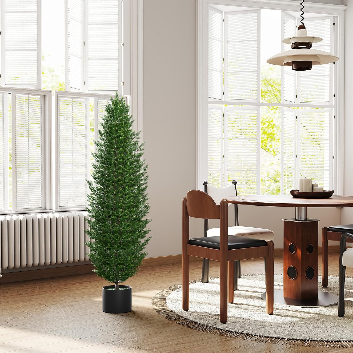 Detalle 2 de LZQ Set of 2 150 cm Artificial Cypress Trees with Pots, UV-Resistant