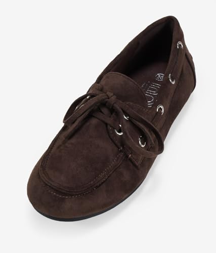 Detalle 1 de BOSANOVA Zapato Plano Náutico de Ante Vegano para Mujer – Marrón 38