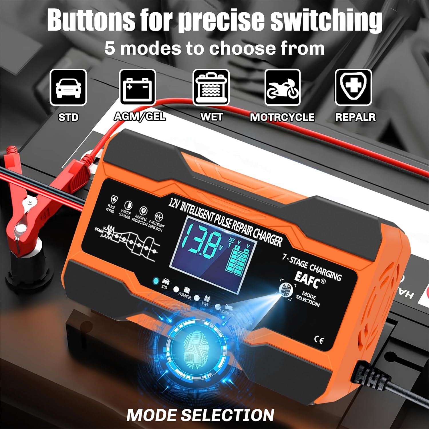 Thumbnail 3 de EAFC 12-Amp Car Battery Charger 12A for 12V vehicles