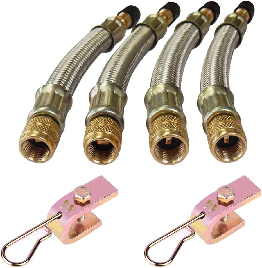 Detalle 2 de Ianulus Valve Extension (4-pack) – Tyre Valve Extenders Adapter with 2 Clamps, 18cm length