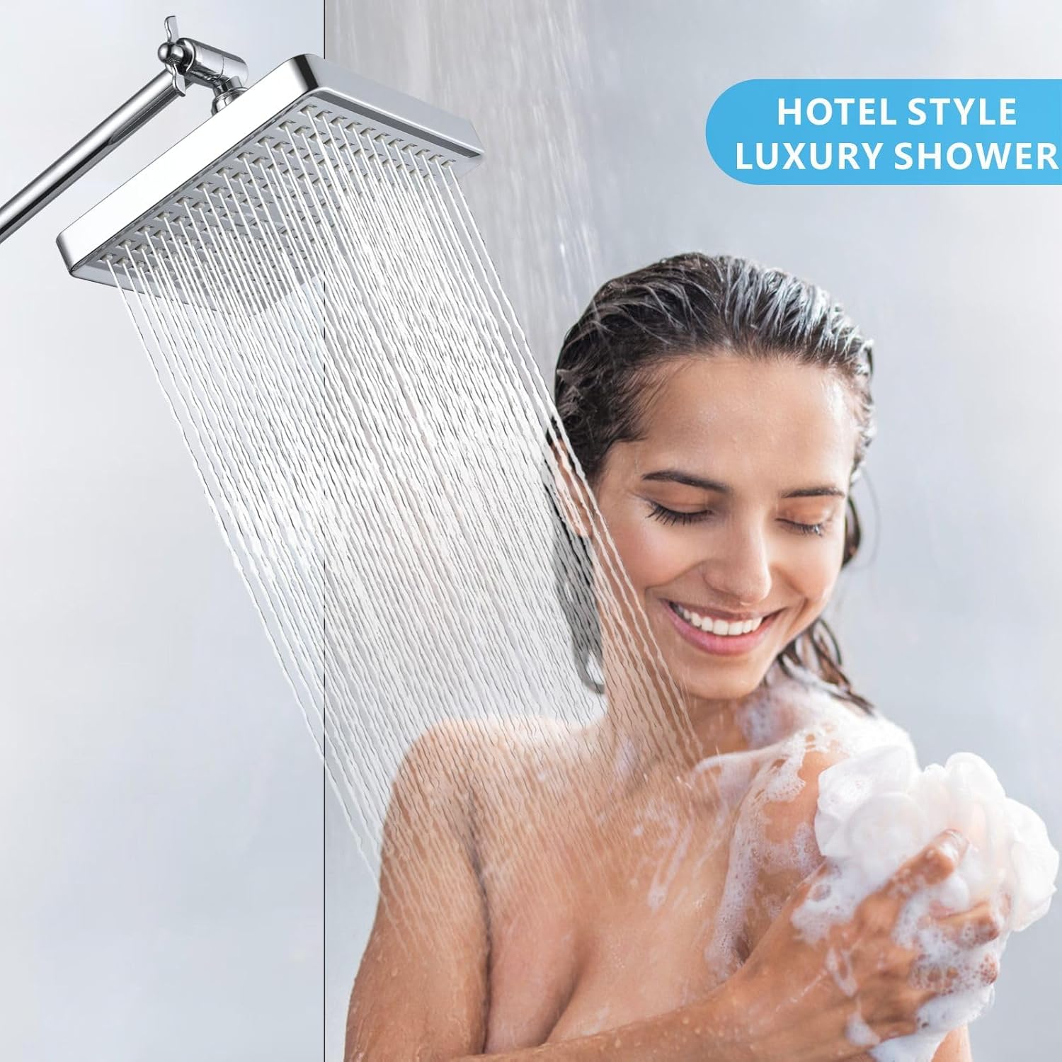 Thumbnail 6 de Voolan 6 inch High Pressure Rain Shower Head with Adjustable Angles (Luxury Chrome, Square)