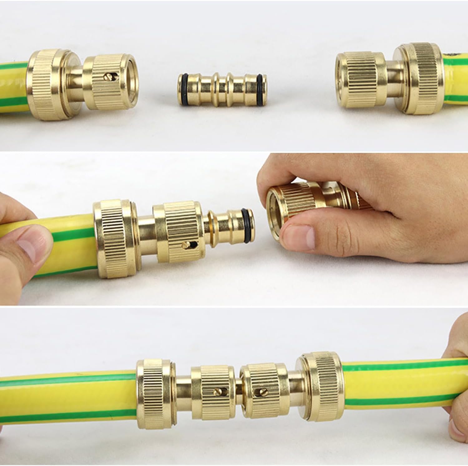 Detalle de 6 Pack Brass Garden Hose Connectors (Quick Connect Fittings) for 1/2 Inch Hose Pipes