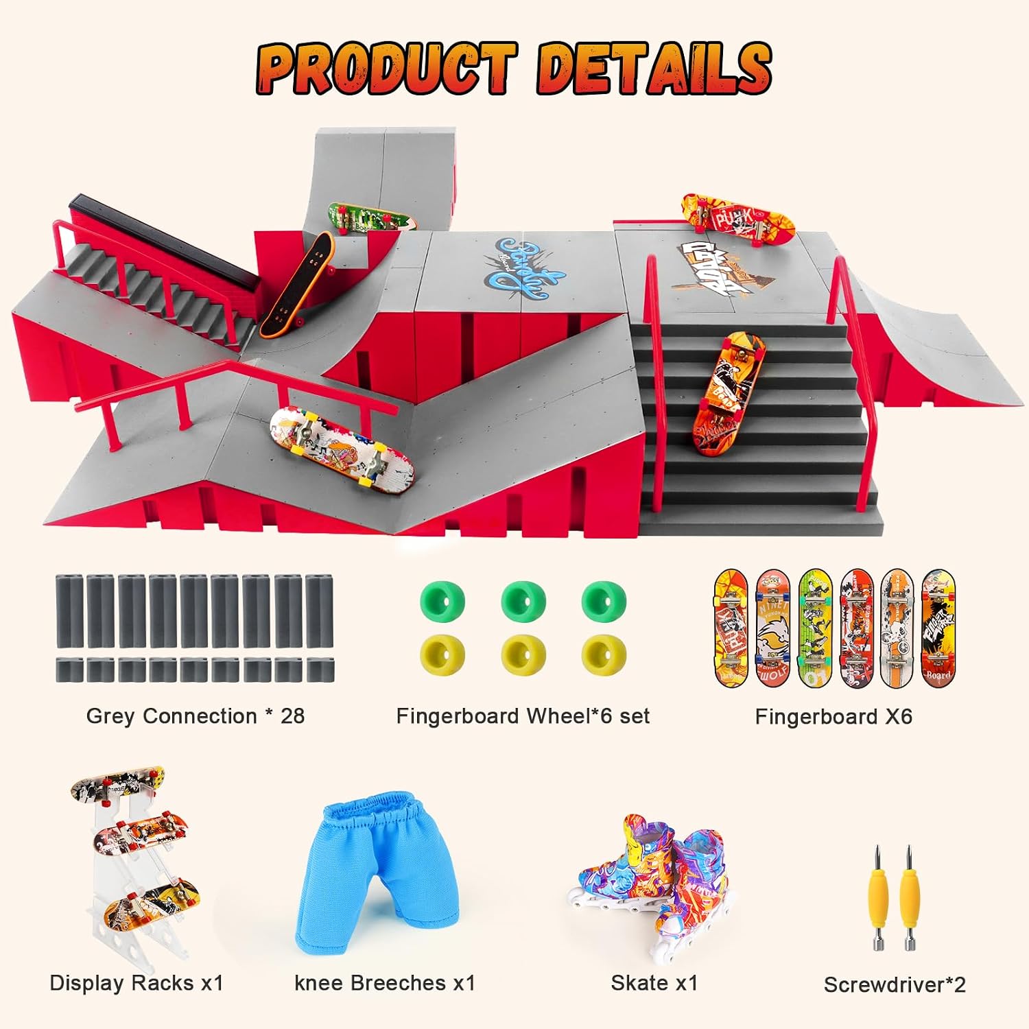 Thumbnail 1 de CS COSDDI Mini Finger Skateboards Ramp Accessories Set – DIY Fingerboard Park for Creative Play