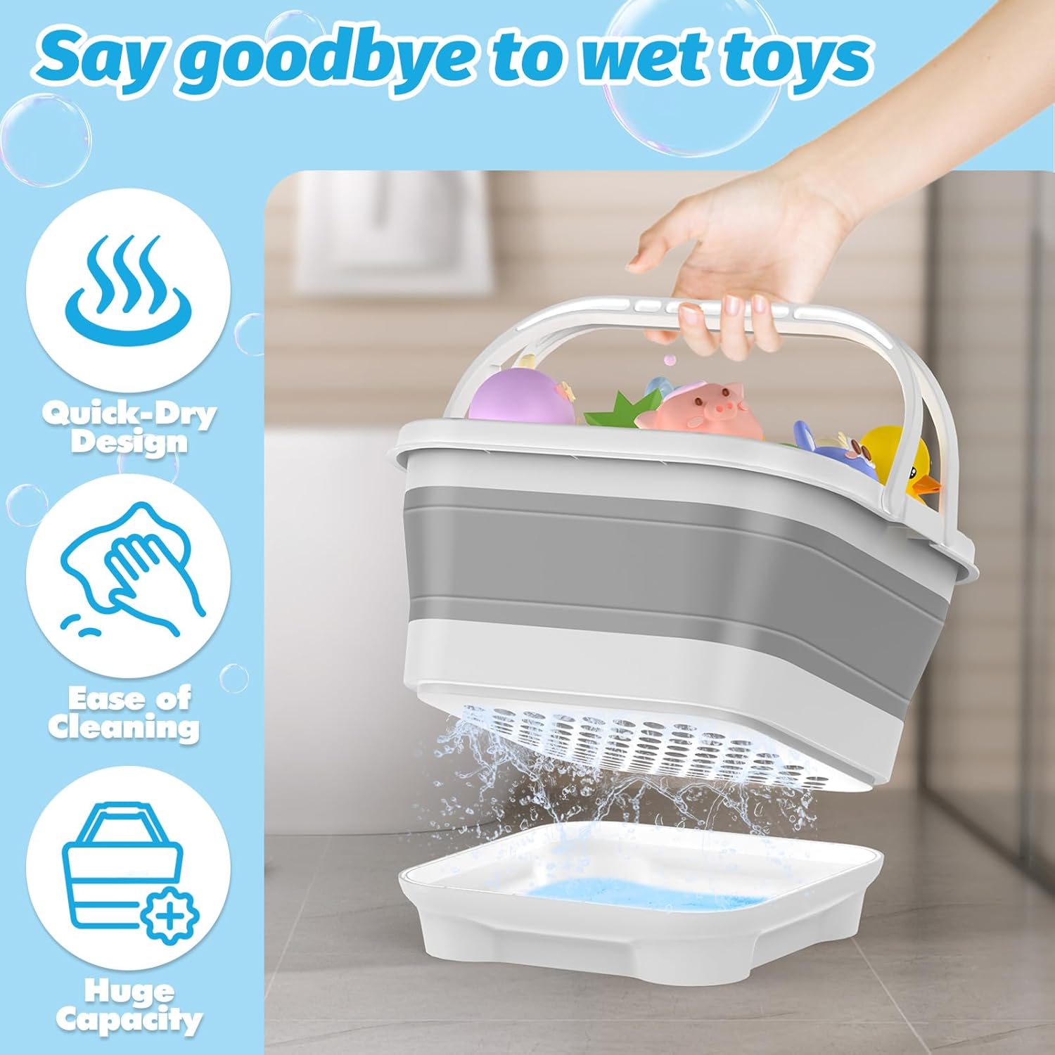 Detalle de Anivia Bath-SN-01 Foldable Silicone Bath Toy Organizer with Removable Base