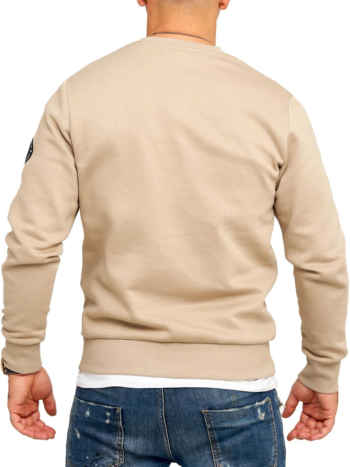 Detalle de JACK & JONES Infinity Herren Sweatshirt Austin Pullover – Rundhals, Logo auf der Brust, Baumwoll-Mischung