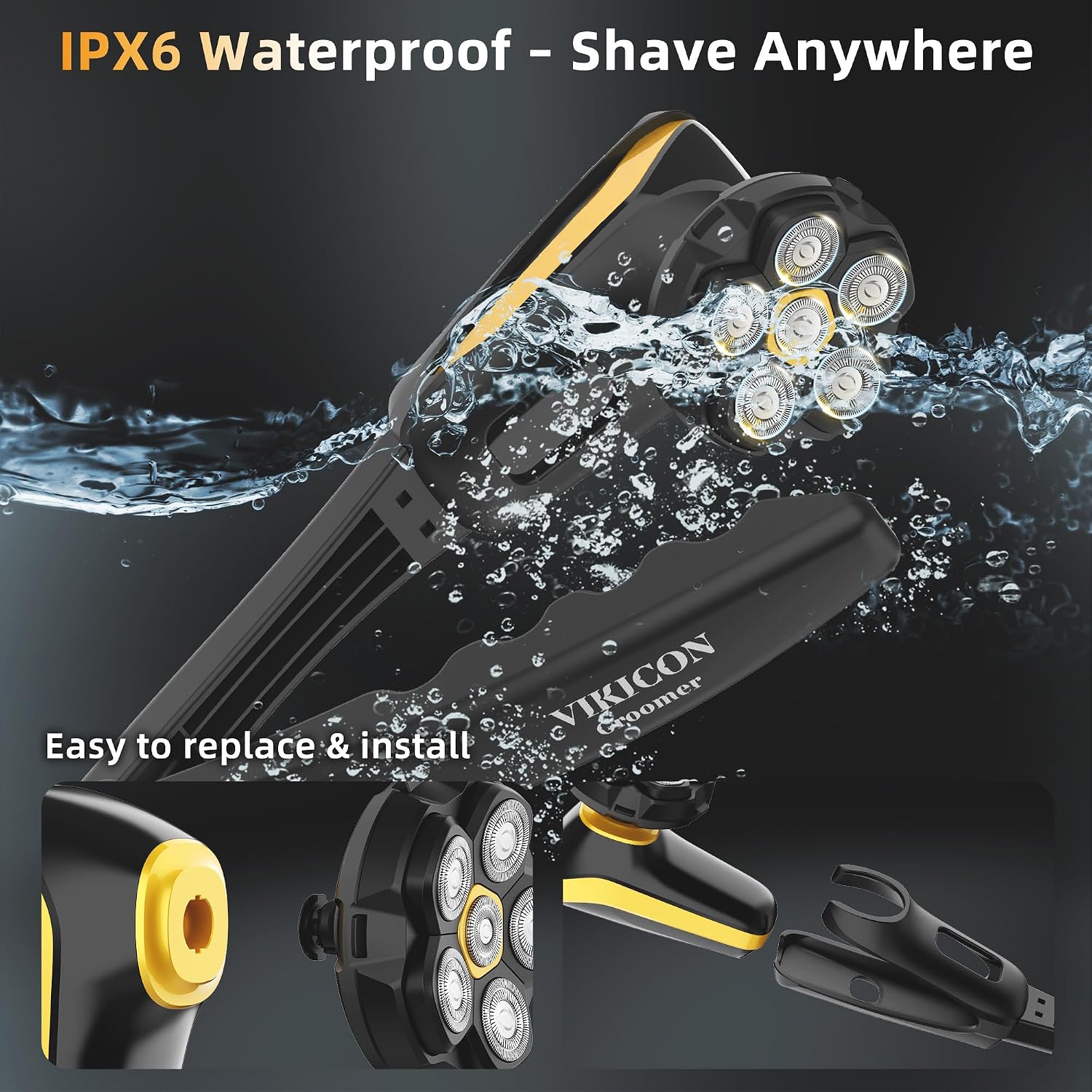 Thumbnail 3 de VIKICON Groomer FK-8609 Back Shaver Kit, 6D Head and Foldable Handle