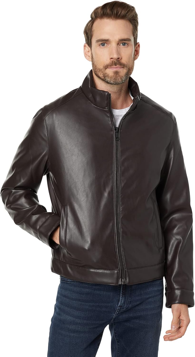 Detalle 2 de Cole Haan Signature Zip Front Faux Leather Jacket