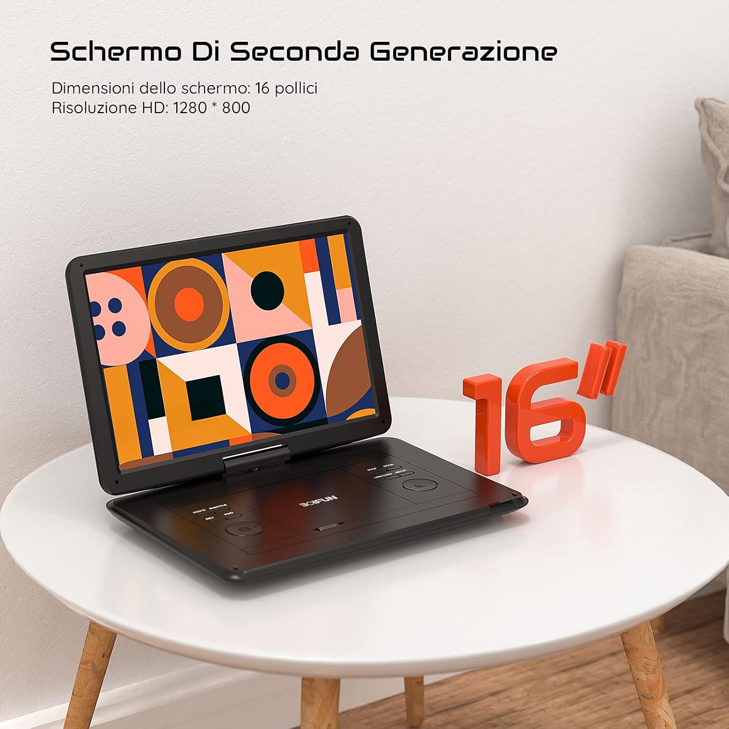Thumbnail 1 de Lettore DVD Portatile 16" HD con batteria 📀