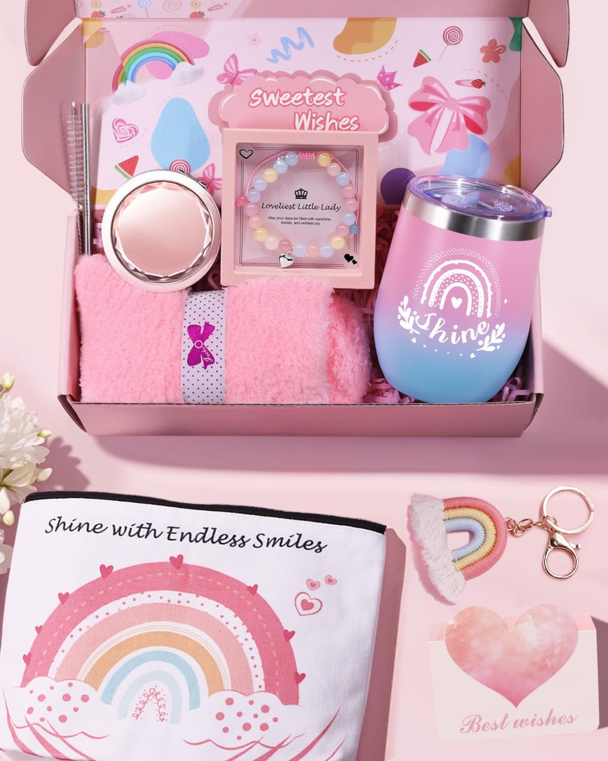 Detalle 2 de RYLIFEOGI cadeauset voor meisjes met geïsoleerde beker en regenboogaccessoires