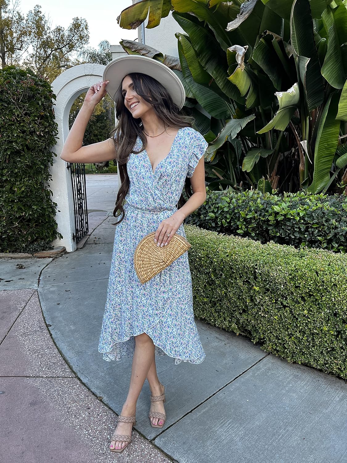 Thumbnail 4 de GRECERELLE Womens Summer Maxi Dress: Boho Floral Wrap Dress with V-Neck