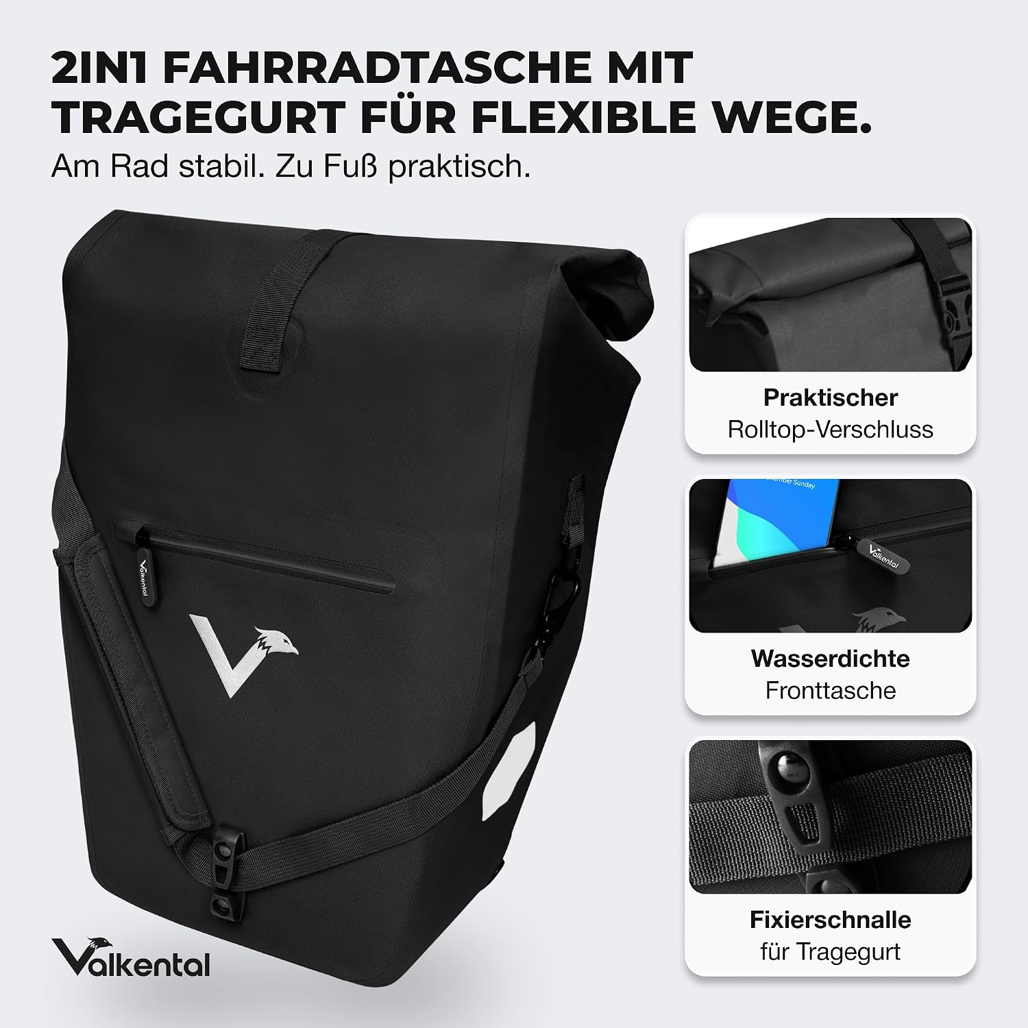 Thumbnail 2 de Valkental Große & wasserdichte Gepäckträgertasche 28L