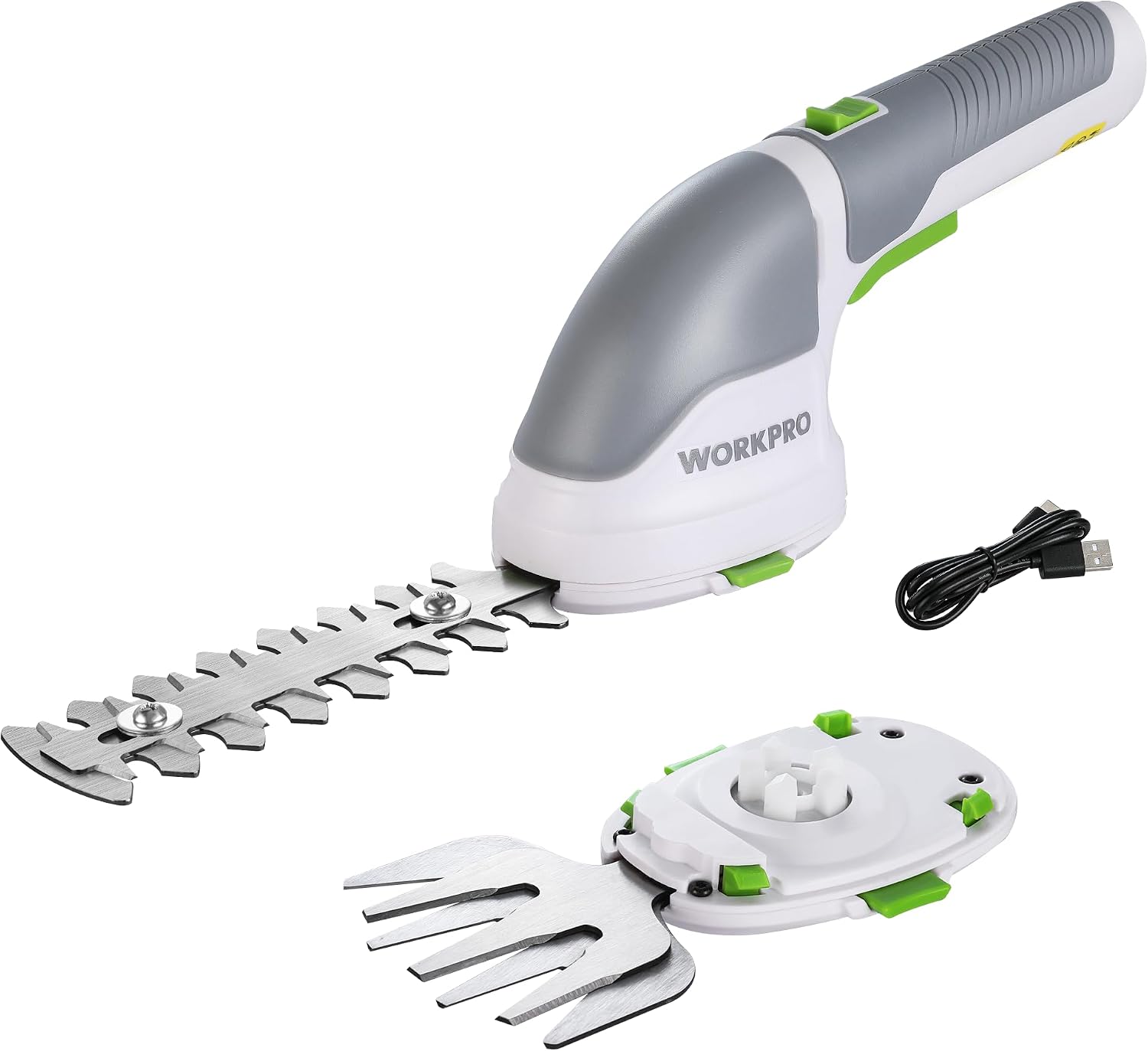 Detalle de WORKPRO Forbici a Batteria 2 in 1: Cesoia elettrica leggera per prato e siepi, 3,6V/2Ah