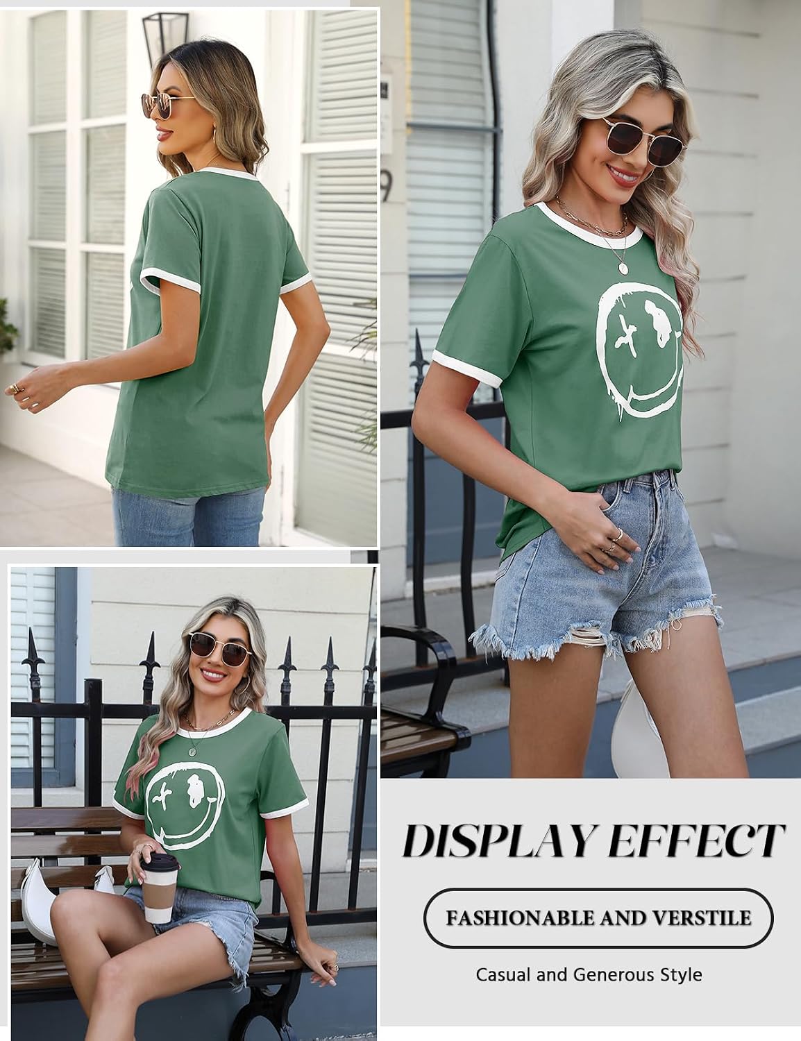 Detalle de heekpek T Shirt Femme – Tee Shirt Haut en coton, col rond, manches courtes