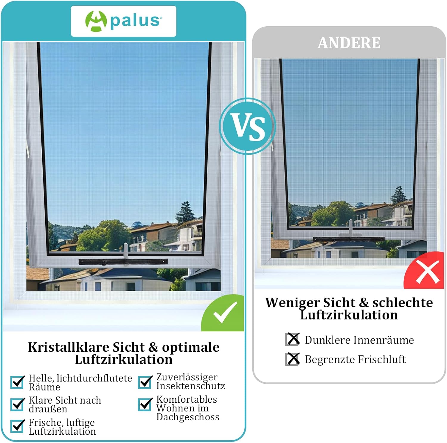 Thumbnail 3 de Apalus Dachfenster Fliegengitter – Zuschneidbares Mückennetz für Klappfenster, ohne Bohren