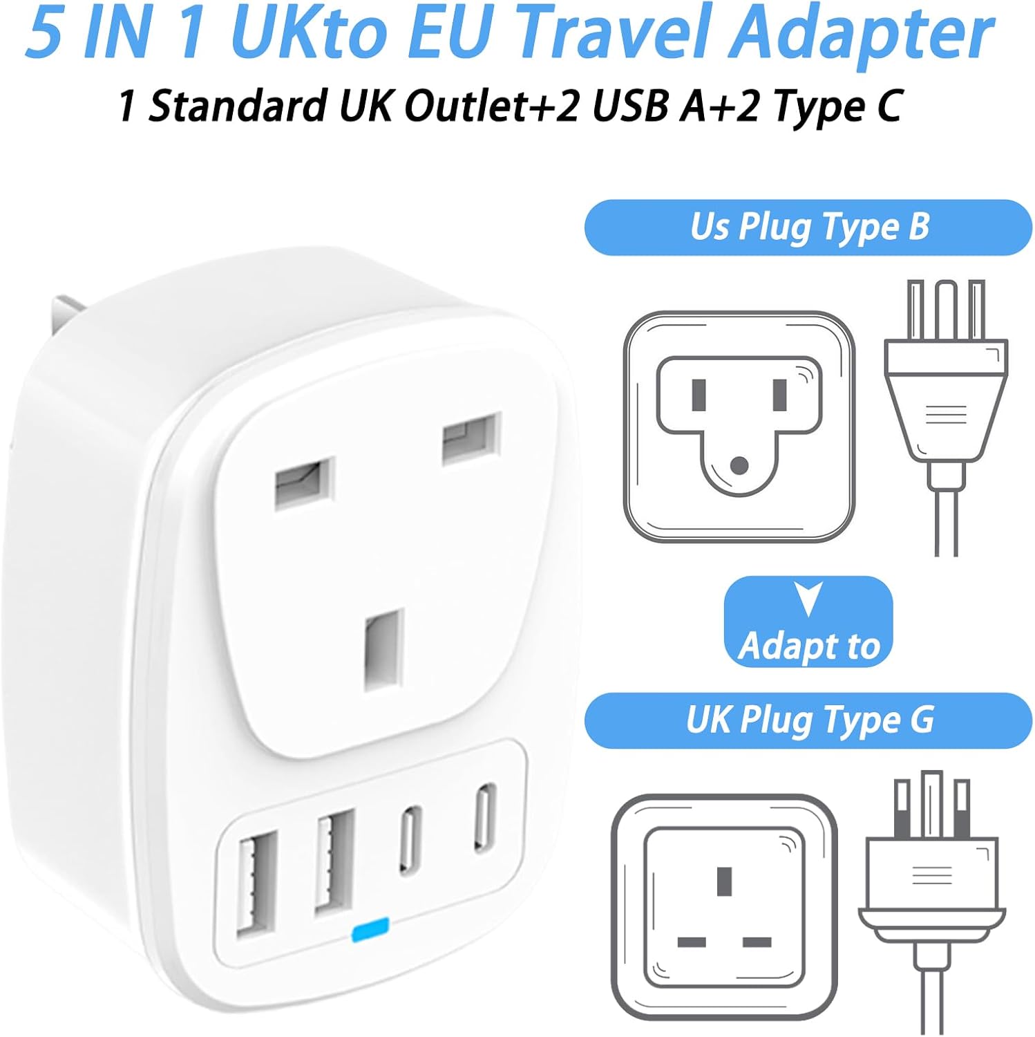 Thumbnail 3 de Hao Zhu UK to US Plug Adapter with 4 Ports and 20W PD – Travel Hub