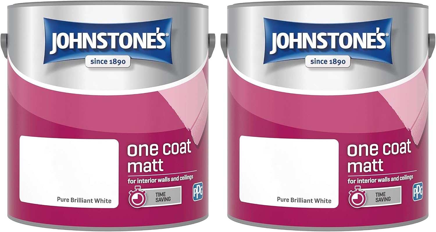 Detalle de Johnstone's One Coat Matt Emulsion Paint – Pure Brilliant White, 2.5L