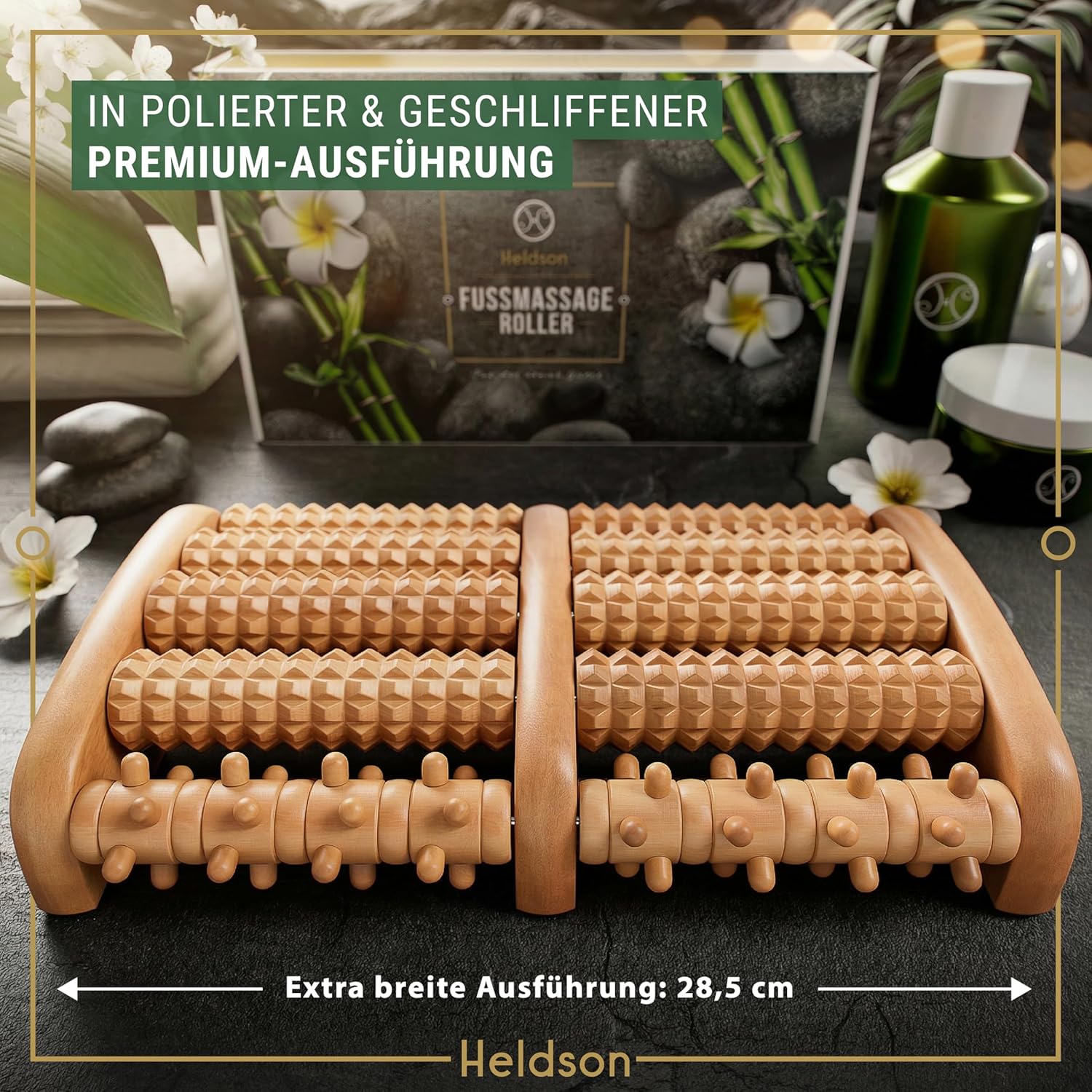 Detalle 2 de HELDSON Fußmassageroller Holz 1000+ Spitzen